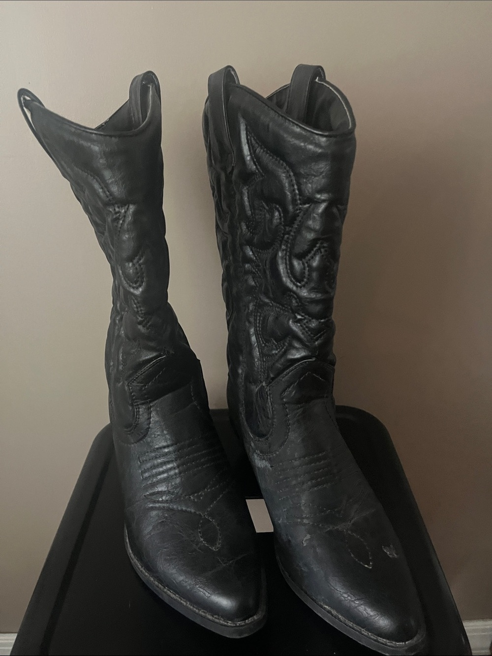 Call It Spring Black Embroidered Western Heeled Boots
